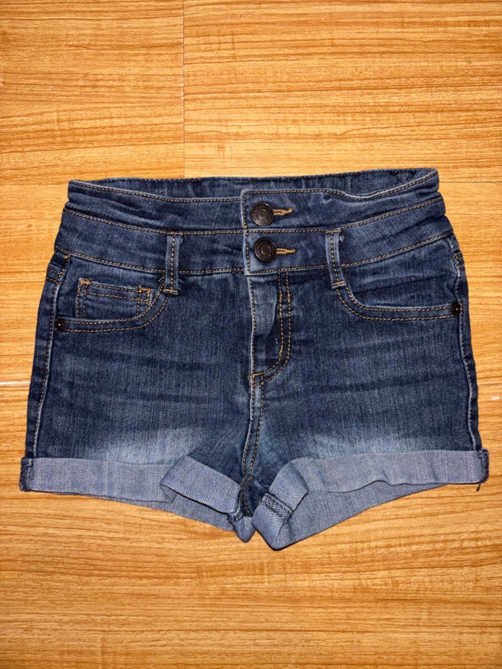 Cherokee Girls Dark Blue Rolled-Cuff Denim Shorts